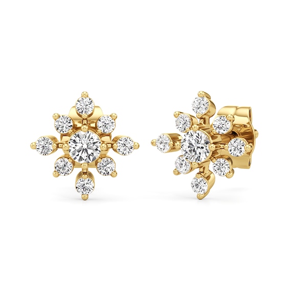 1/2 CT. T.w. Diamond Flower Stud Earrings in 10K Gold