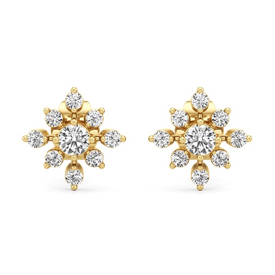 1/2 CT. T.w. Diamond Flower Stud Earrings in 10K Gold