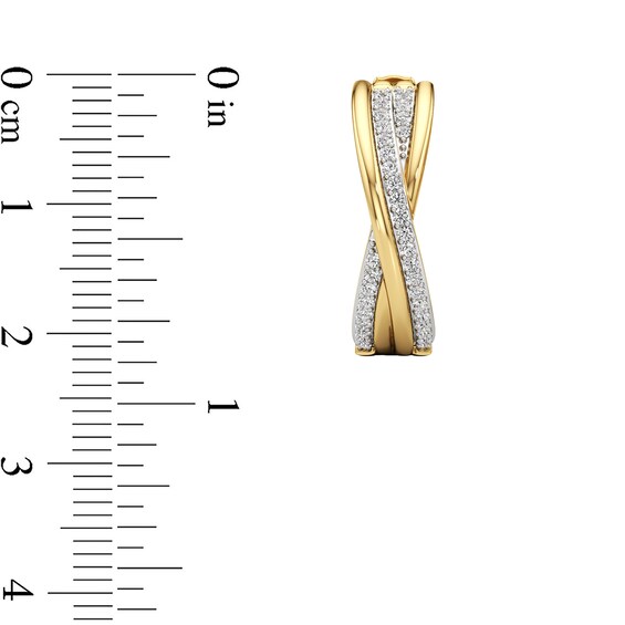 1/4 CT. T.w. Lab-Grown Diamond Double Row Crossover Hoop Earrings in Sterling Silver with 24K Gold Plate