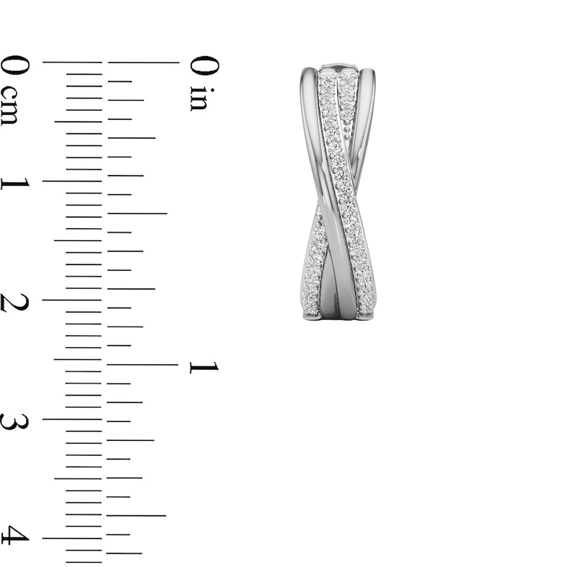 Main Image 3 of 1/4 CT. T.W. Lab-Grown Diamond Double Row Crossover Hoop Earrings in Sterling Silver