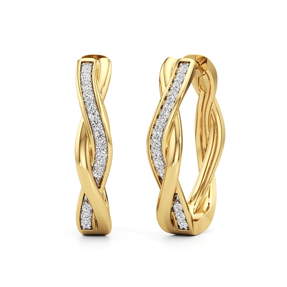 1/3 CT. T.w. Lab-Grown Diamond Twist Hoop Earrings in Sterling Silver with 24K Gold Plate