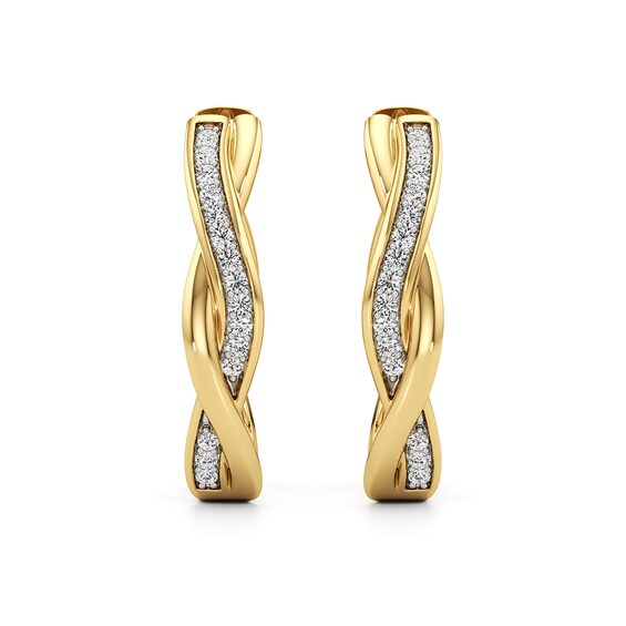 1/3 CT. T.w. Lab-Grown Diamond Twist Hoop Earrings in Sterling Silver with 24K Gold Plate