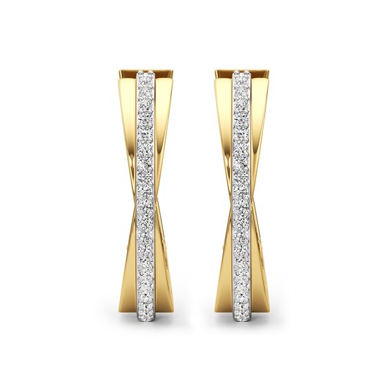 1/3 CT. T.w. Lab-Grown Diamond Crossover Hoop Earrings in Sterling Silver with 24K Gold Plate