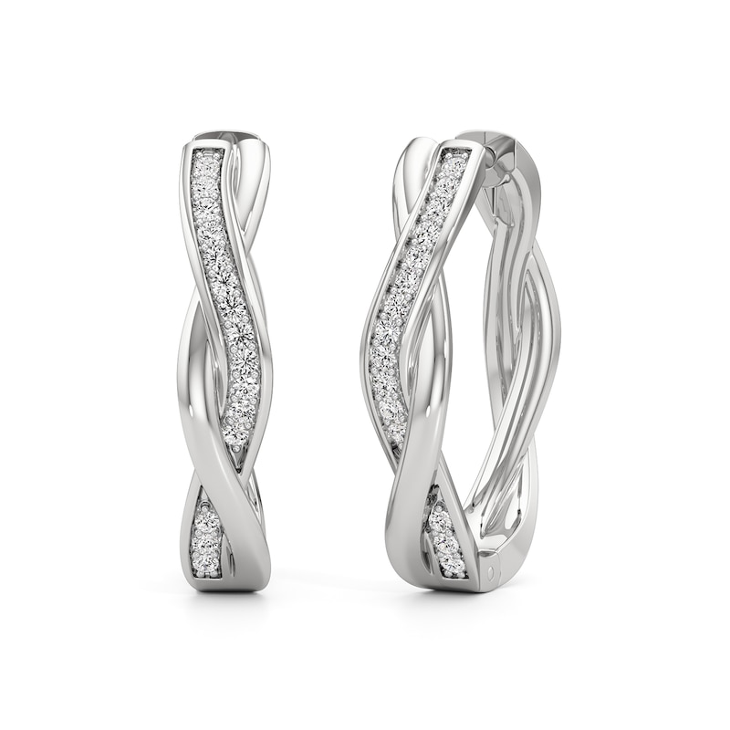 Main Image 1 of 1/3 CT. T.W. Lab-Grown Diamond Twist Hoop Earrings in Sterling Silver