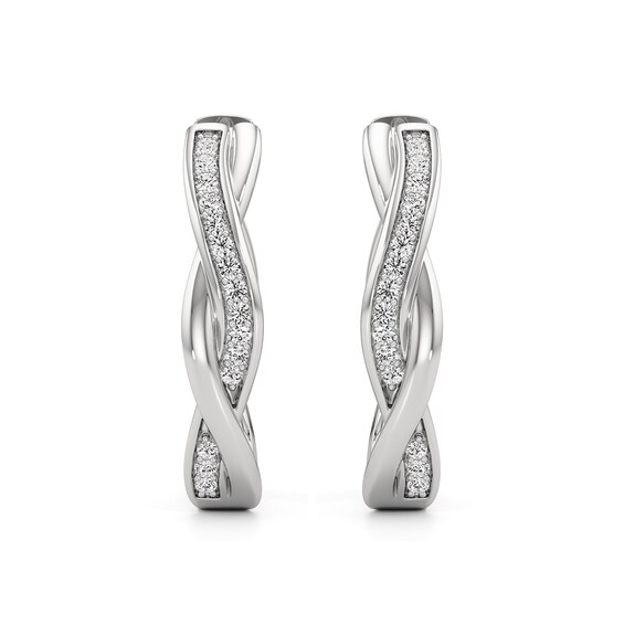 1/3 CT. T.w. Lab-Grown Diamond Twist Hoop Earrings in Sterling Silver