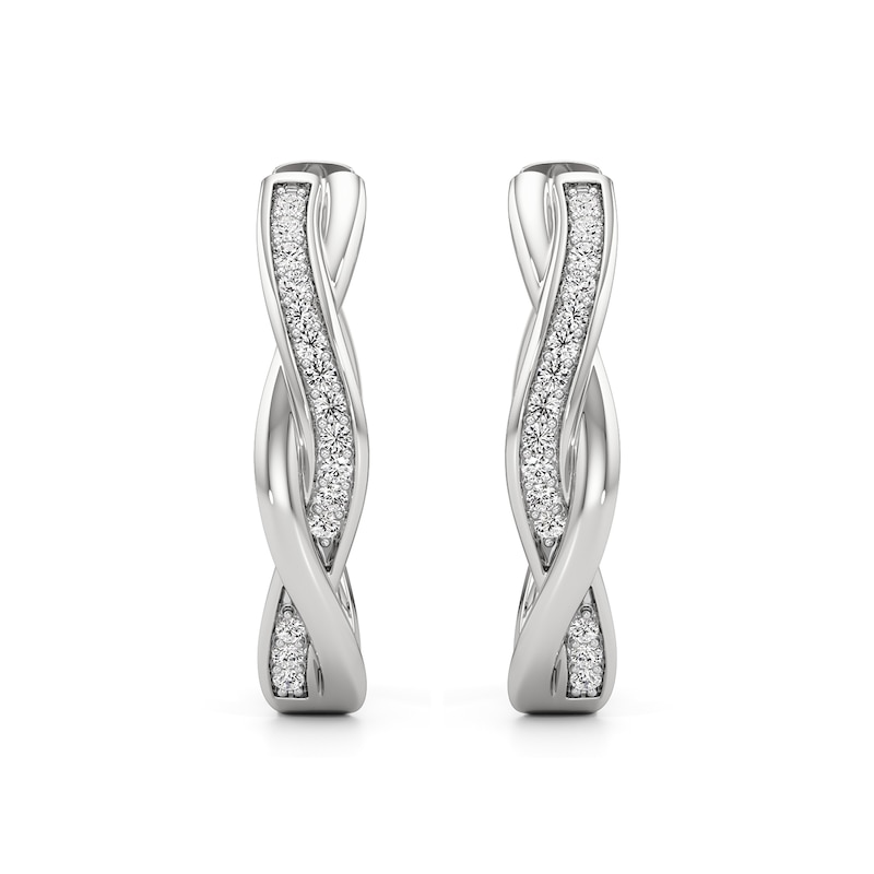 Main Image 2 of 1/3 CT. T.W. Lab-Grown Diamond Twist Hoop Earrings in Sterling Silver