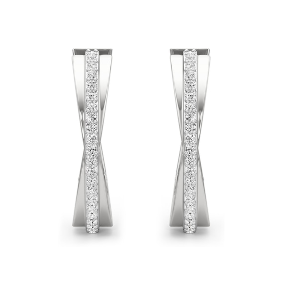 1/3 CT. T.w. Lab-Grown Diamond Crossover Hoop Earrings in Sterling Silver