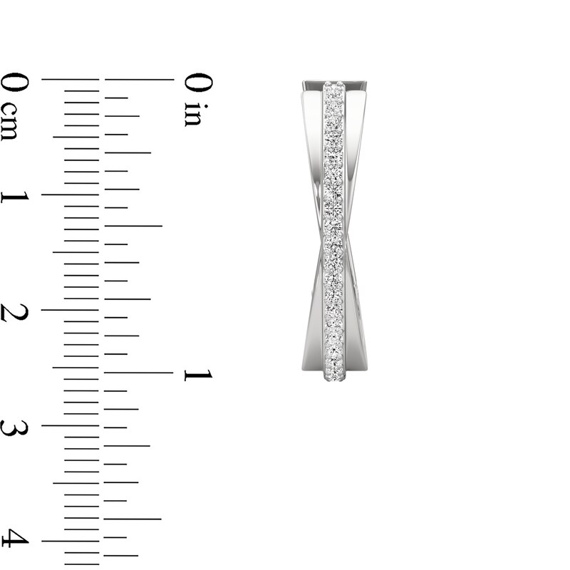 Main Image 3 of 1/3 CT. T.W. Lab-Grown Diamond Crossover Hoop Earrings in Sterling Silver
