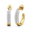 Thumbnail Image 1 of 1/4 CT. T.W. Lab-Grown Diamond Double Row Open Hoop Earrings in Sterling Silver with 24K Gold Plate
