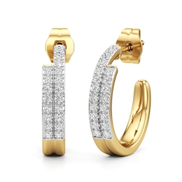 1/4 CT. T.W. Lab-Created Diamond Double Row Open Hoop Earrings in Sterling Silver with 24K Gold Plate