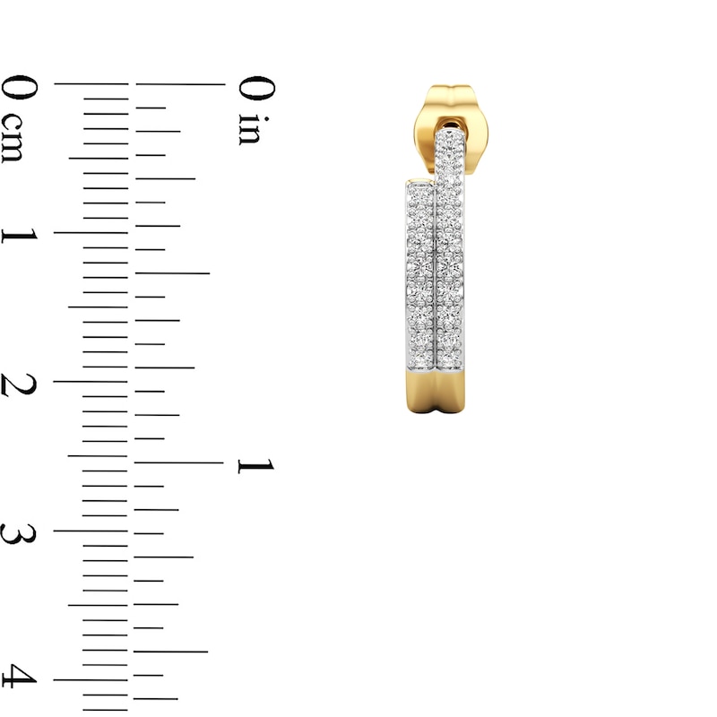 Main Image 3 of 1/4 CT. T.W. Lab-Grown Diamond Double Row Open Hoop Earrings in Sterling Silver with 24K Gold Plate