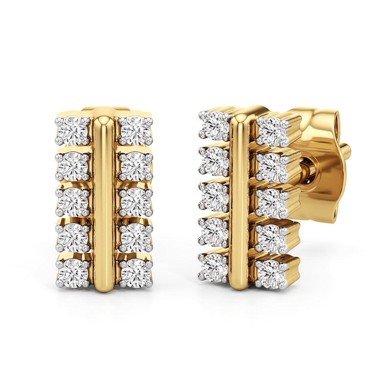 Main Image 1 of 1/6 CT. T.W. Lab-Grown Diamond Double Row Stud Earrings in Sterling Silver with 24K Gold Plate