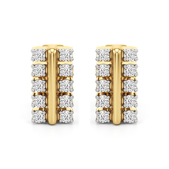 1/6 CT. T.w. Lab-Grown Diamond Double Row Stud Earrings in Sterling Silver with 24K Gold Plate