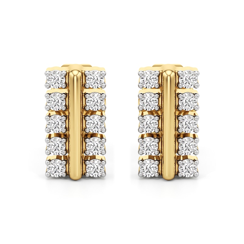 Main Image 2 of 1/6 CT. T.W. Lab-Grown Diamond Double Row Stud Earrings in Sterling Silver with 24K Gold Plate