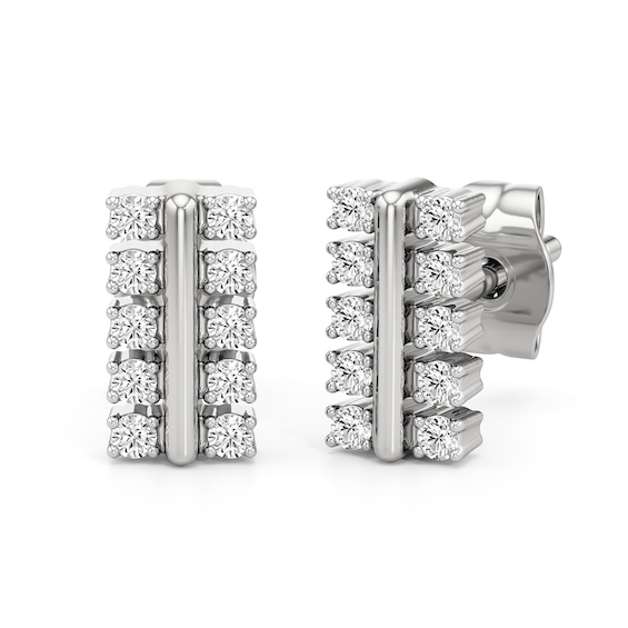 1/6 CT. T.w. Lab-Grown Diamond Double Row Stud Earrings in Sterling Silver