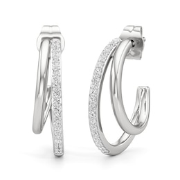1/4 CT. T.W. Lab-Grown Diamond Split Open Hoop Earrings in Sterling Silver