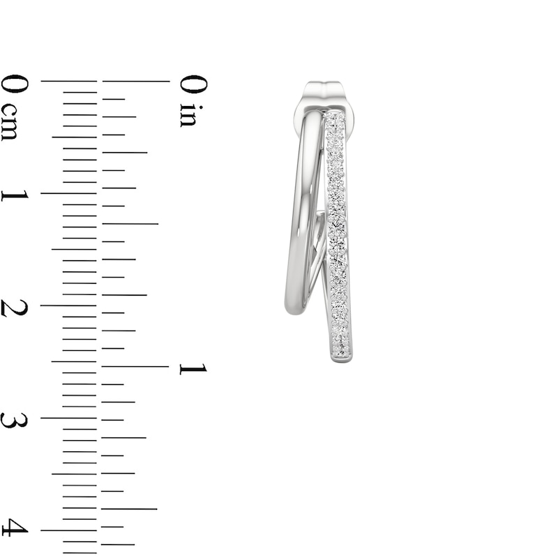 Main Image 3 of 1/4 CT. T.W. Lab-Grown Diamond Split Open Hoop Earrings in Sterling Silver