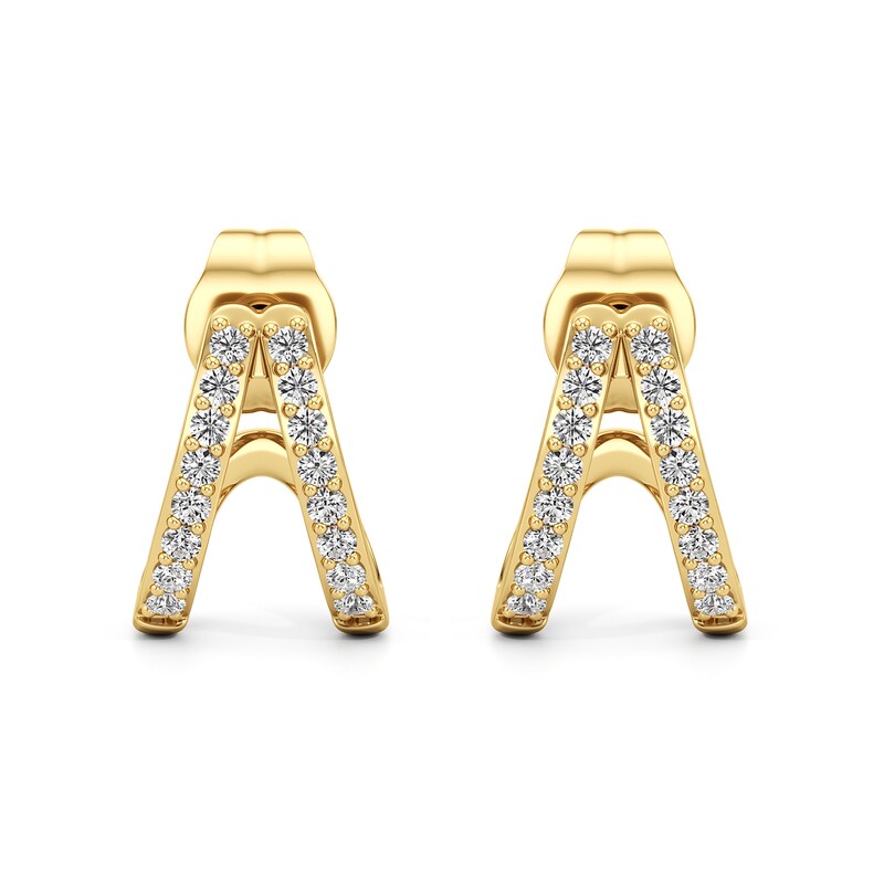 Main Image 2 of 1/5 CT. T.W. Lab-Grown Diamond Split "V" Cuff Hoop Earrings in Sterling Silver with 24K Gold Plate