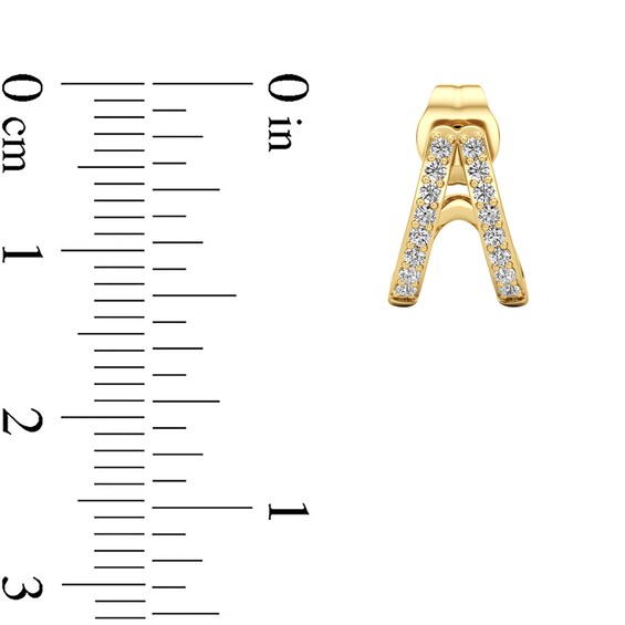 1/5 CT. T.w. Lab-Grown Diamond Split "V" Cuff Hoop Earrings in Sterling Silver with 24K Gold Plate