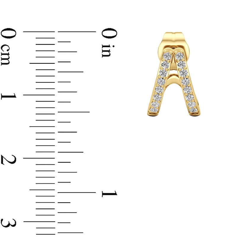 Main Image 3 of 1/5 CT. T.W. Lab-Grown Diamond Split "V" Cuff Hoop Earrings in Sterling Silver with 24K Gold Plate