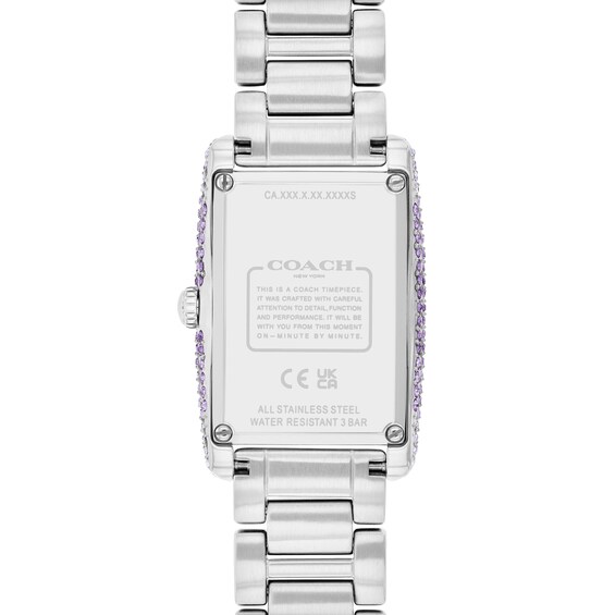Ladiesâ Coach Reese Pink and Purple OmbrÃ© Crystal Watch with Rectangular Silver-Tone Dial (Model: 14504413)