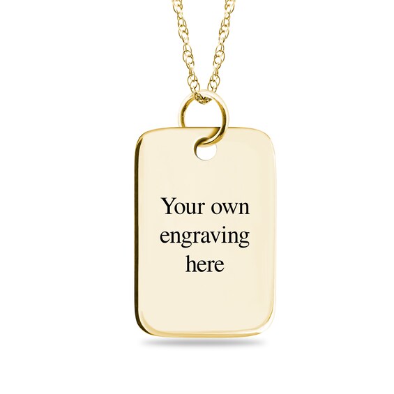 Engravable Fingerprint Rectangle Pendant in 10K White, Yellow or Rose Gold (1 Fingerprint and 3 Lines)
