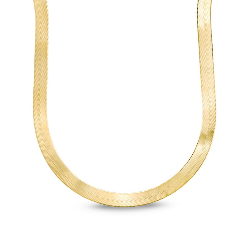 Main Image 1 of 6.0mm Herringbone Chain Necklace in Hollow 14K Gold - 18"