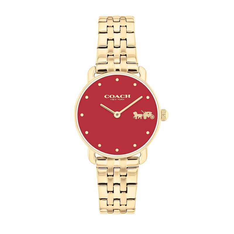 Main Image 1 of Ladies’ Coach Elliot Gold-Tone IP Watch with Red Dial (Model: 14504445)