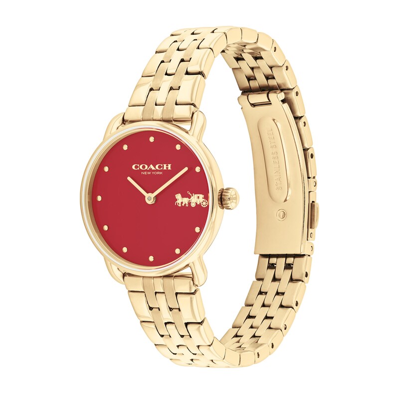Main Image 2 of Ladies’ Coach Elliot Gold-Tone IP Watch with Red Dial (Model: 14504445)