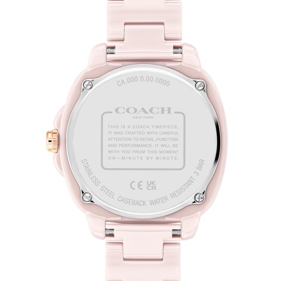 Ladiesâ Coach Kitt Crystal Accent Pink Ceramic Watch with Blush Dial (Model: 14504408)