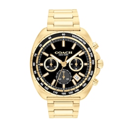 Men’s Coach Charter Gold-Tone IP Chronograph Watch with Black Dial (Model: 14602703)