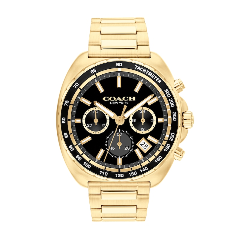 Main Image 1 of Men’s Coach Charter Gold-Tone IP Chronograph Watch with Black Dial (Model: 14602703)