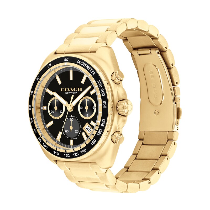 Main Image 2 of Men’s Coach Charter Gold-Tone IP Chronograph Watch with Black Dial (Model: 14602703)