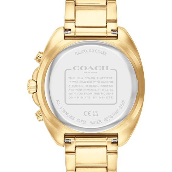 Menâs Coach Charter Gold-Tone IP Chronograph Watch with Black Dial (Model: 14602703)