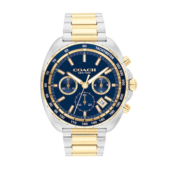 Menâs Coach Charter Two-Tone IP Chronograph Watch with Navy Blue Dial (Model: 14602704)