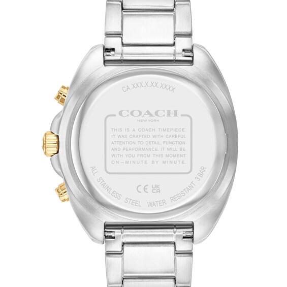 Menâs Coach Charter Two-Tone IP Chronograph Watch with Navy Blue Dial (Model: 14602704)