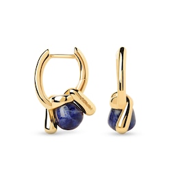 PDPAOLA™ at Zales Blue Sodalite Twist Knot Hoop Drop Earrings in Sterling Silver with 18K Gold Plate