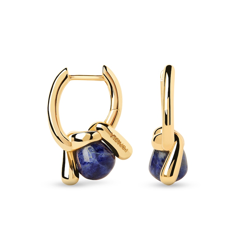 Main Image 1 of PDPAOLA™ at Zales Blue Sodalite Twist Knot Hoop Drop Earrings in Sterling Silver with 18K Gold Plate