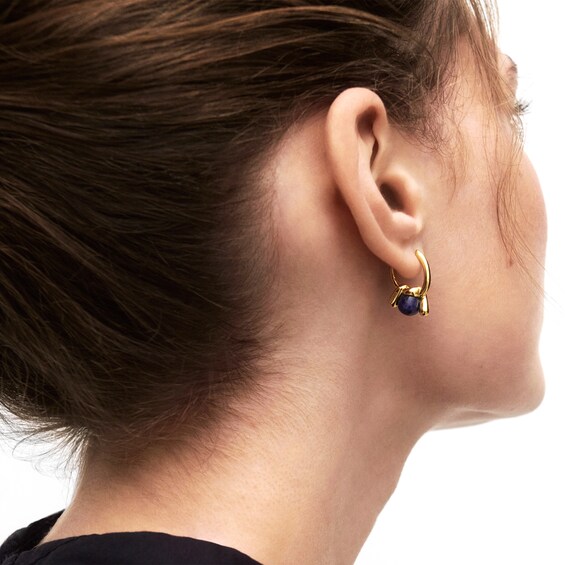 PDPAOLAâ¢ at Zales Blue Sodalite Twist Knot Hoop Drop Earrings in Sterling Silver with 18K Gold Plate