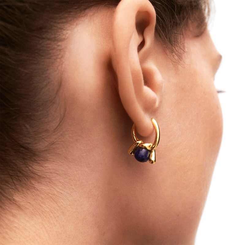 Main Image 3 of PDPAOLA™ at Zales Blue Sodalite Twist Knot Hoop Drop Earrings in Sterling Silver with 18K Gold Plate