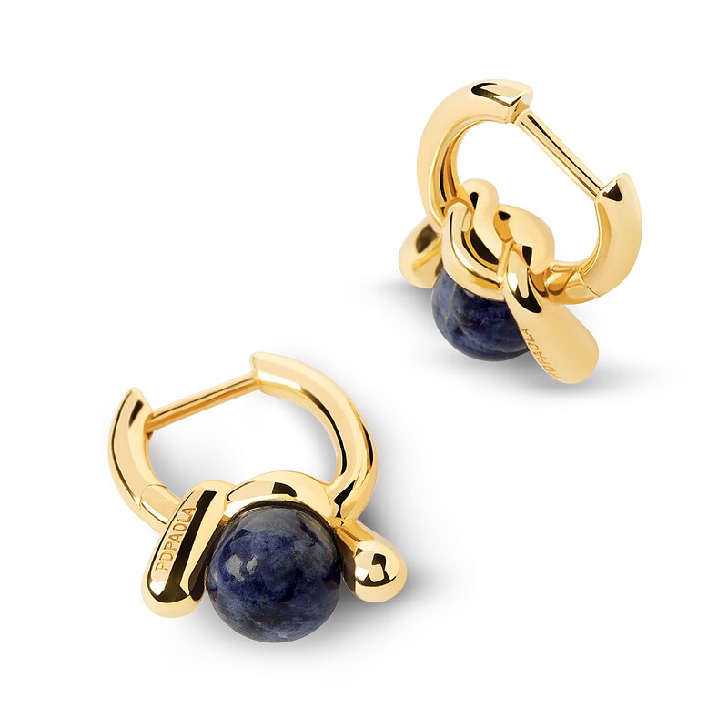 Main Image 4 of PDPAOLA™ at Zales Blue Sodalite Twist Knot Hoop Drop Earrings in Sterling Silver with 18K Gold Plate
