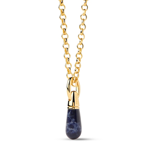 PDPAOLA⢠at Zales Blue Sodalite Small Teardrop Hoop Earring and Necklace Charm in Sterling Silver with 18K Gold Plate