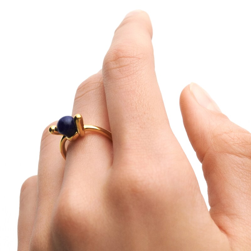 Main Image 2 of PDPAOLA™ at Zales Blue Sodalite Twist Knot Ring in Sterling Silver with 18K Gold Plate