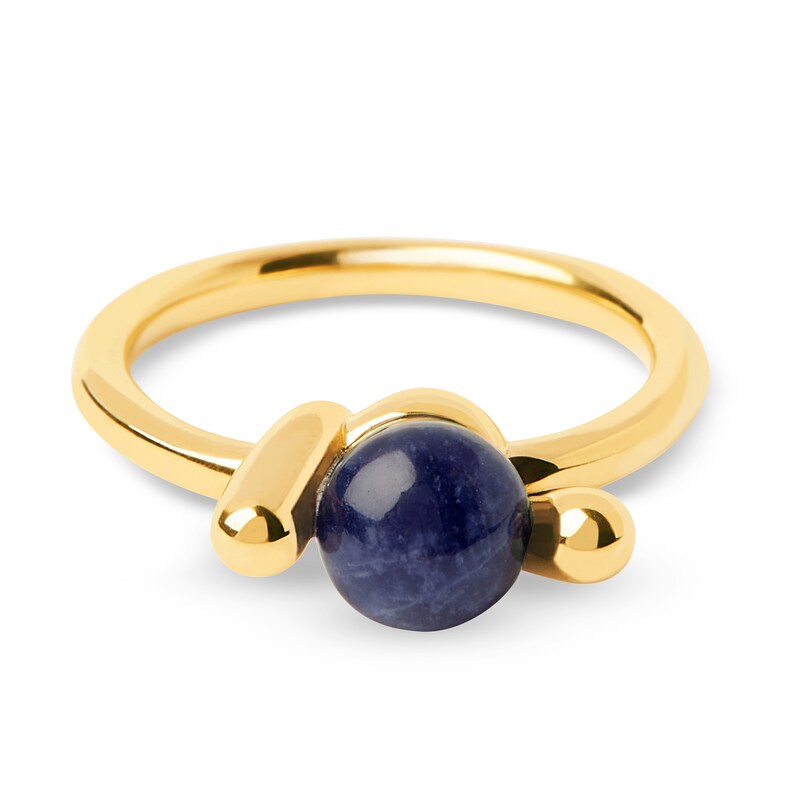 Main Image 5 of PDPAOLA™ at Zales Blue Sodalite Twist Knot Ring in Sterling Silver with 18K Gold Plate