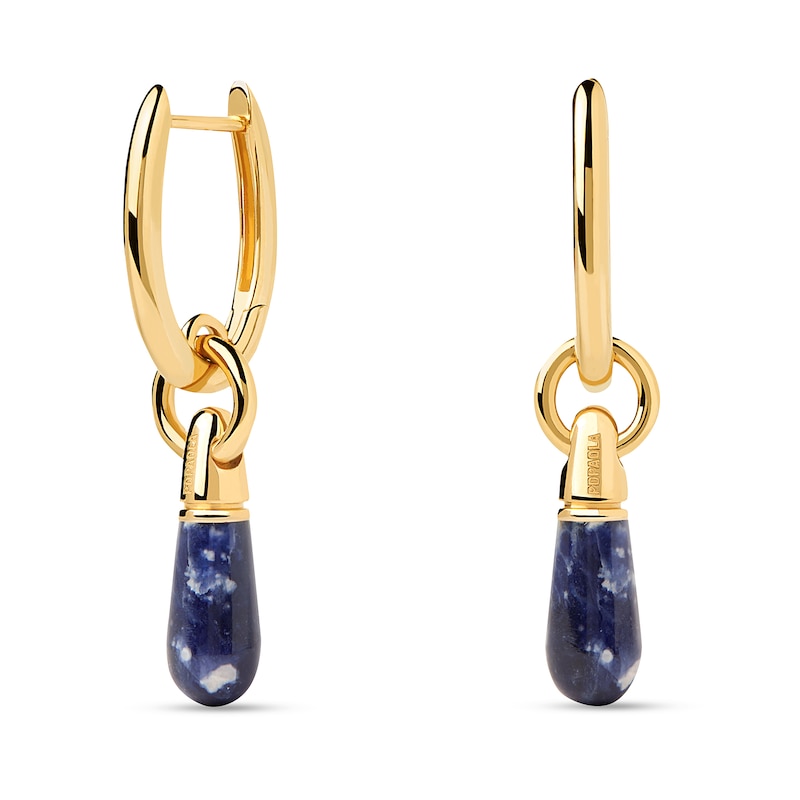 Main Image 2 of PDPAOLA™ at Zales Blue Sodalite Small Teardrop Dangle Single Hoop Earring in Sterling Silver with 18K Gold Plate