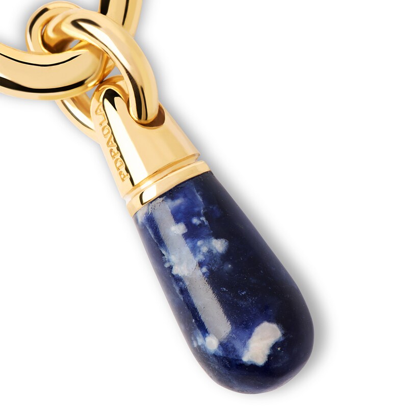 Main Image 3 of PDPAOLA™ at Zales Blue Sodalite Small Teardrop Dangle Single Hoop Earring in Sterling Silver with 18K Gold Plate
