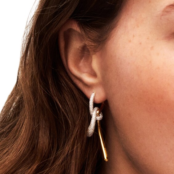 PDPAOLA™ at Zales Cubic Zirconia Twist Drop Hoop Earrings in Sterling Silver with 18K Gold Plate