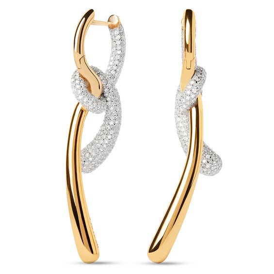 PDPAOLA™ at Zales Cubic Zirconia Twist Drop Hoop Earrings in Sterling Silver with 18K Gold Plate