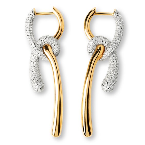 PDPAOLA™ at Zales Cubic Zirconia Twist Drop Hoop Earrings in Sterling Silver with 18K Gold Plate