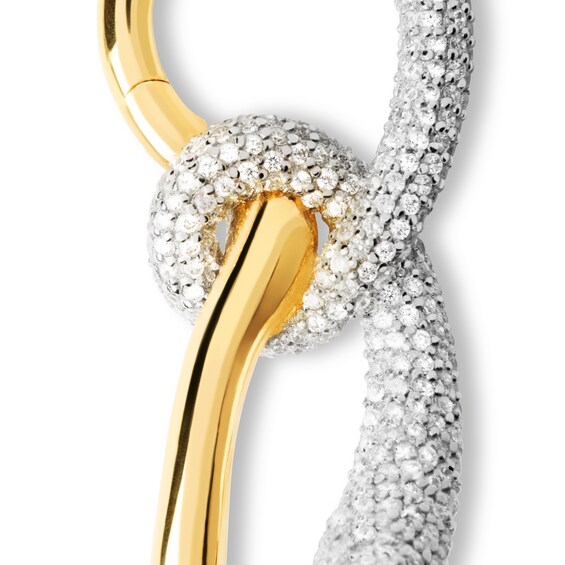 PDPAOLA™ at Zales Cubic Zirconia Twist Drop Hoop Earrings in Sterling Silver with 18K Gold Plate